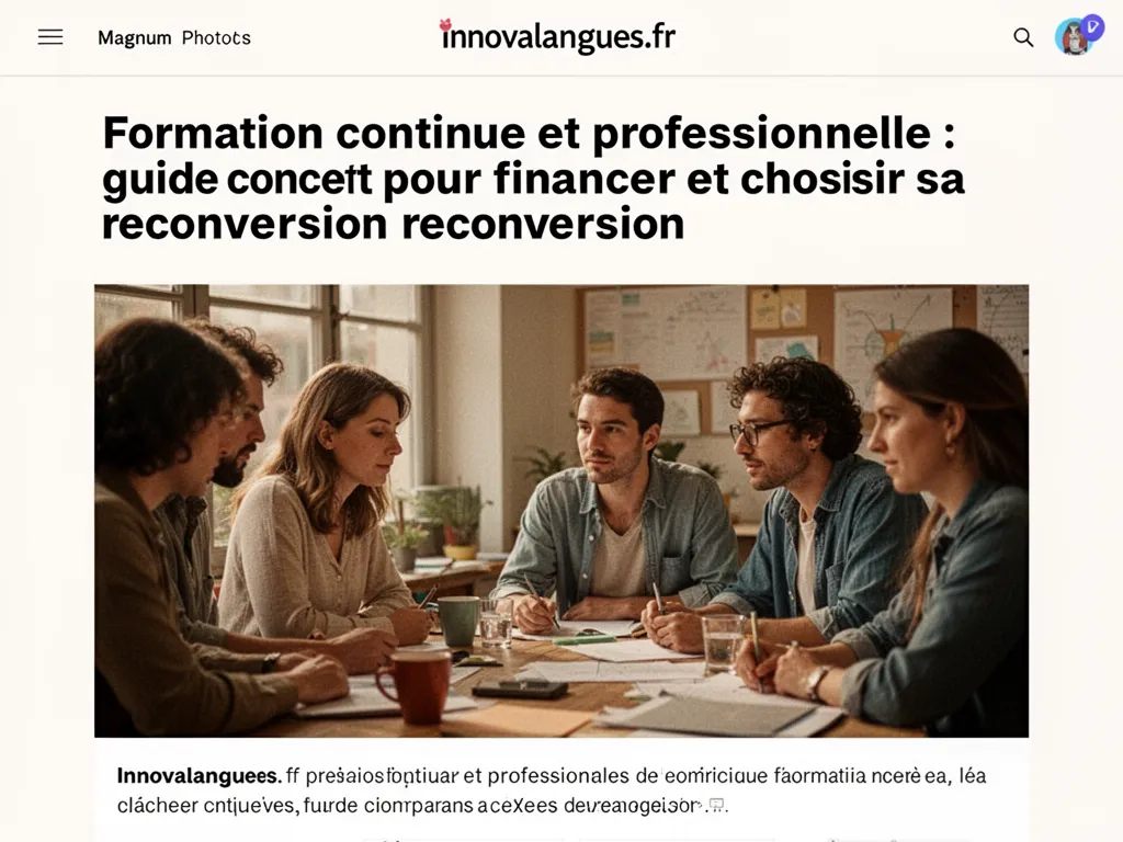 Stagiaire dans une salle de formation, ordinateur portable ouvert, carnet de notes et tasse de café