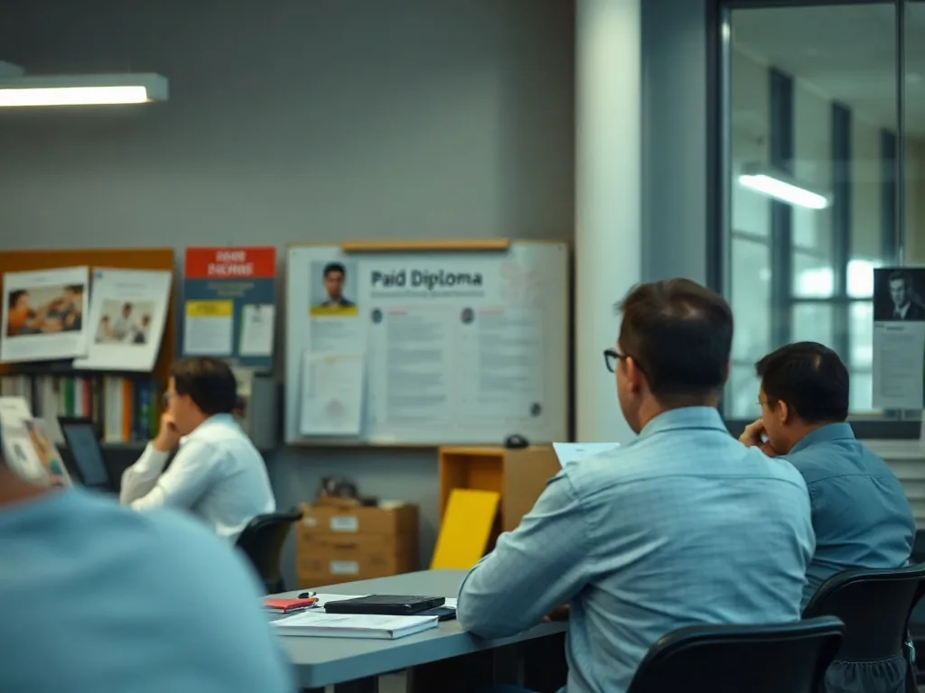 Personne en formation professionnelle consultant des offres d'alternance sur un ordinateur portable dans un espace de