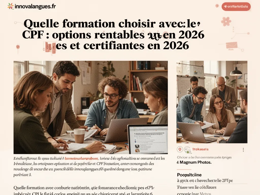 Une personne consulte son espace CPF sur un ordinateur portable, carnet et stylo à côté