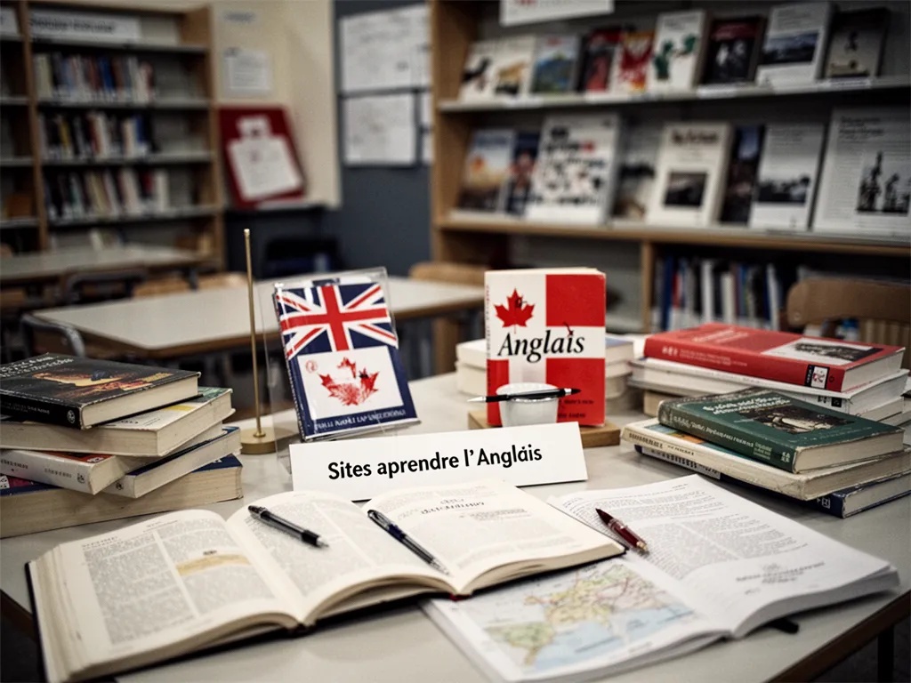 Personne avec un casque, écran affichant une leçon d'anglais et carnet de notes
